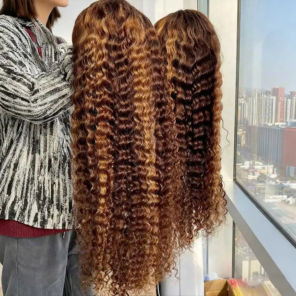 Highlight Curly Lace Front Wig – 13x4 Human Hair Deep Wave