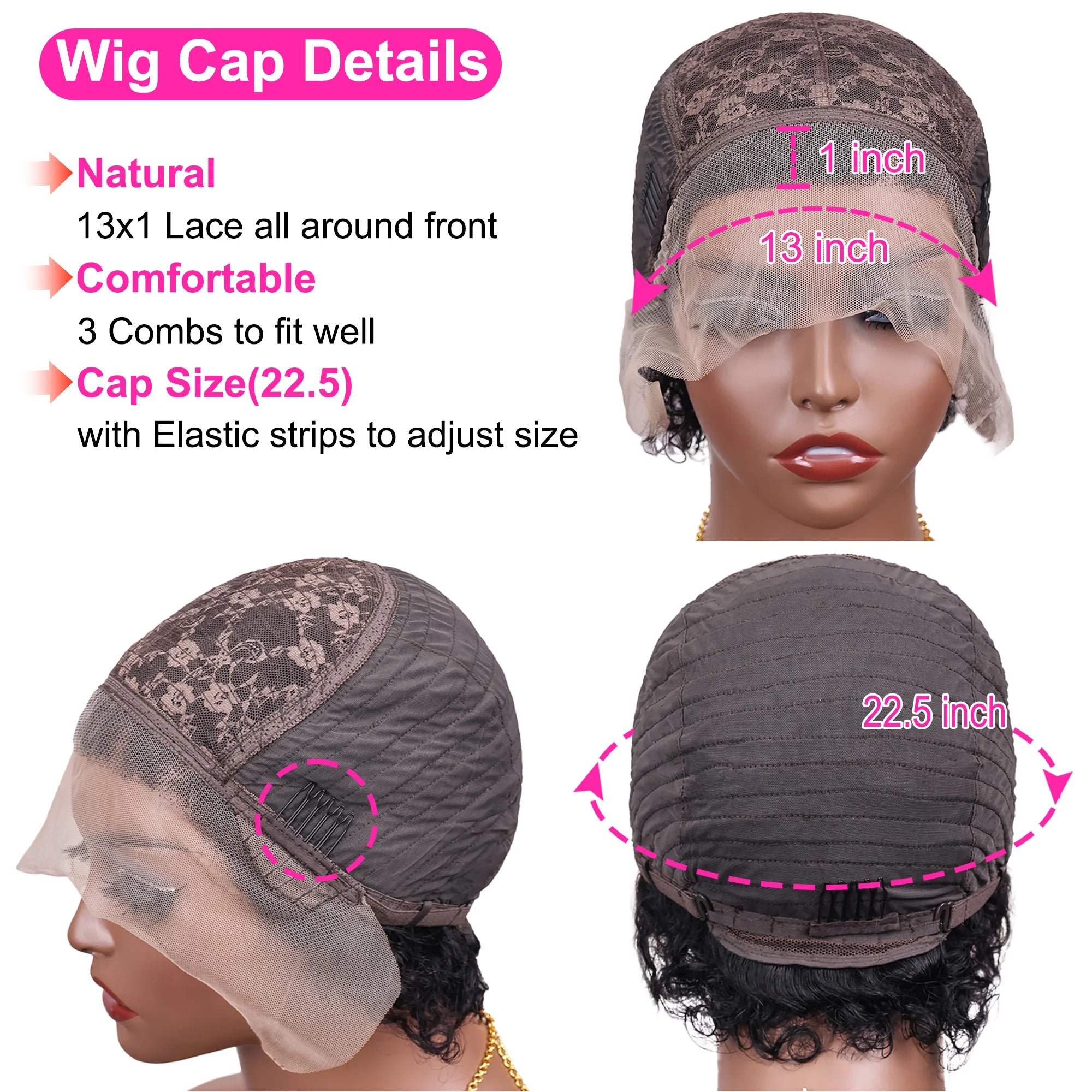 Short Curly Pixie Lace Front Wig – 100% Human Hair (Natural Look)