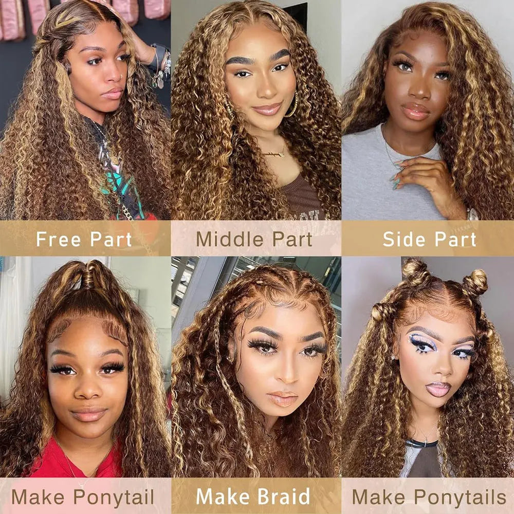 Highlight Curly Lace Front Wig – 13x4 Human Hair Deep Wave